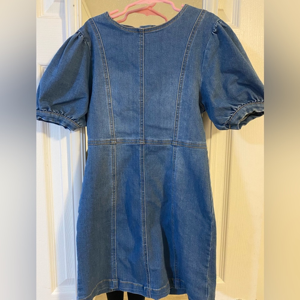 Habitual Denim Dress with Puff Sleeves